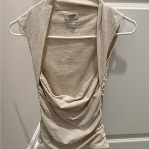 Aritzia Beige Drape Neck Blouse